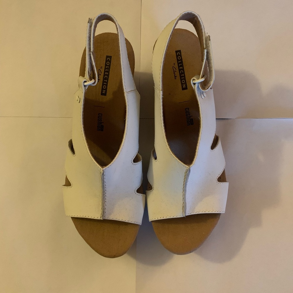 Clarks White Cutout Slingback Sandals